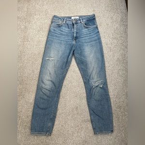 Zara women's blue high-waisted straight-leg super comfy jeans. Size - 26